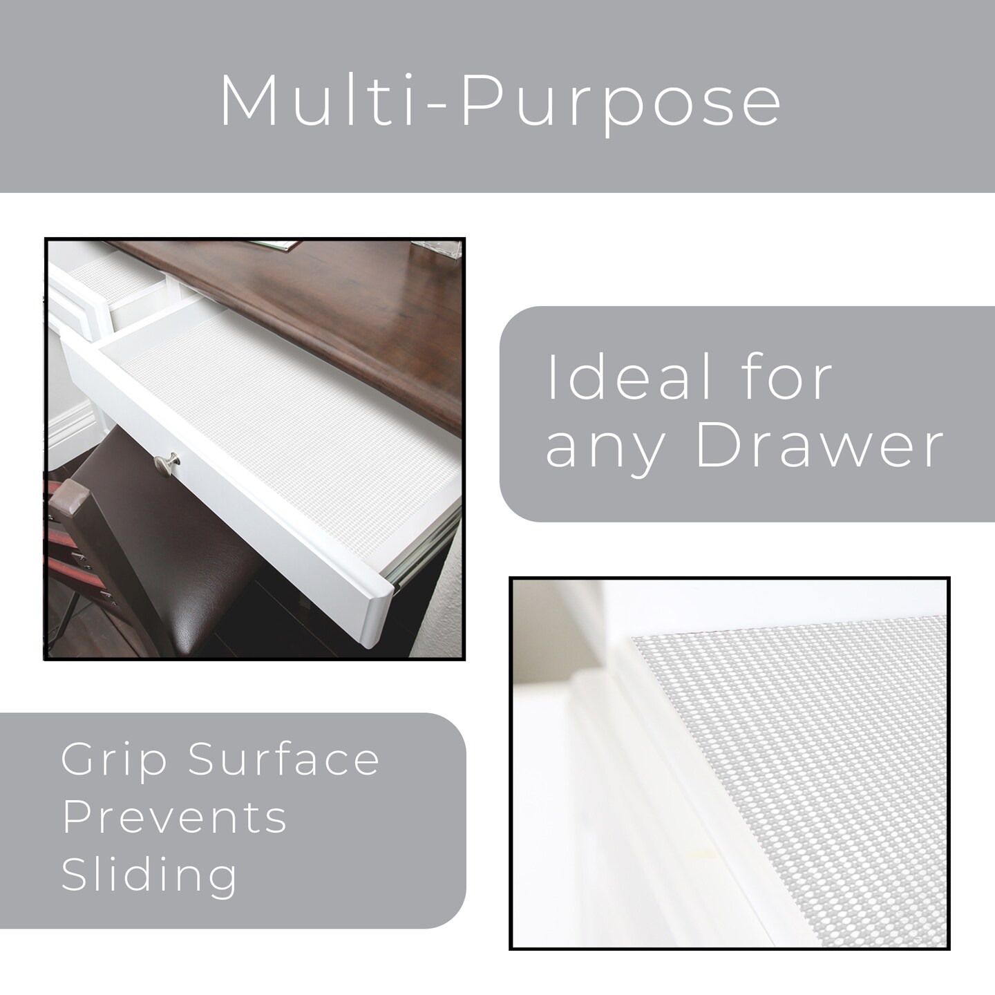 Smart Design Classic Grip Shelf Liner - 12 Inch x 20 Feet - White