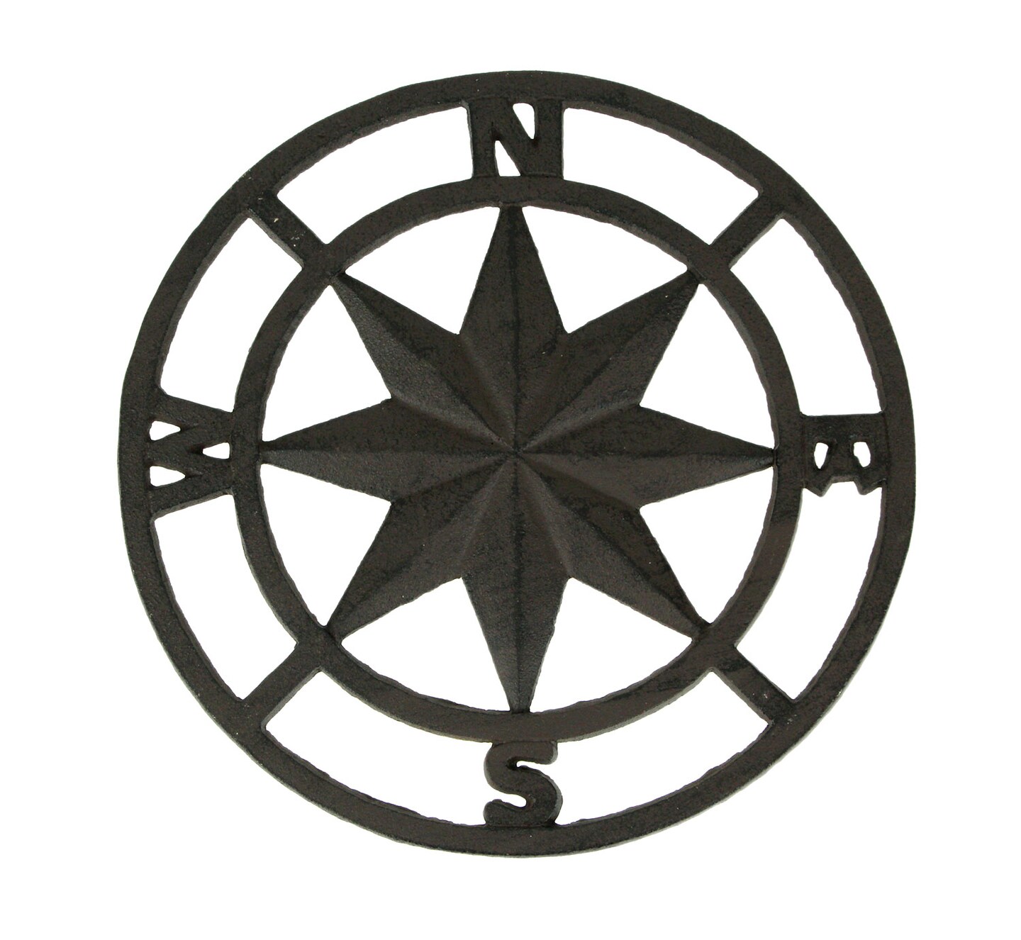Brown Cast Iron Nautical Compass Rose Indoor/Outdoor Wall Hanging
