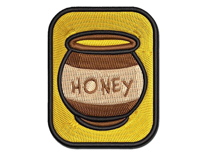 Honey Pot Doodle Bee Multi-Color Embroidered Iron-On or Hook &#x26; Loop Patch Applique