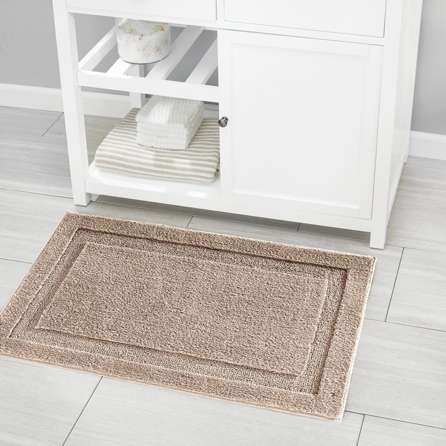 mDesign Microfiber Bath Mats - 3 Piece Bathroom Rug Set