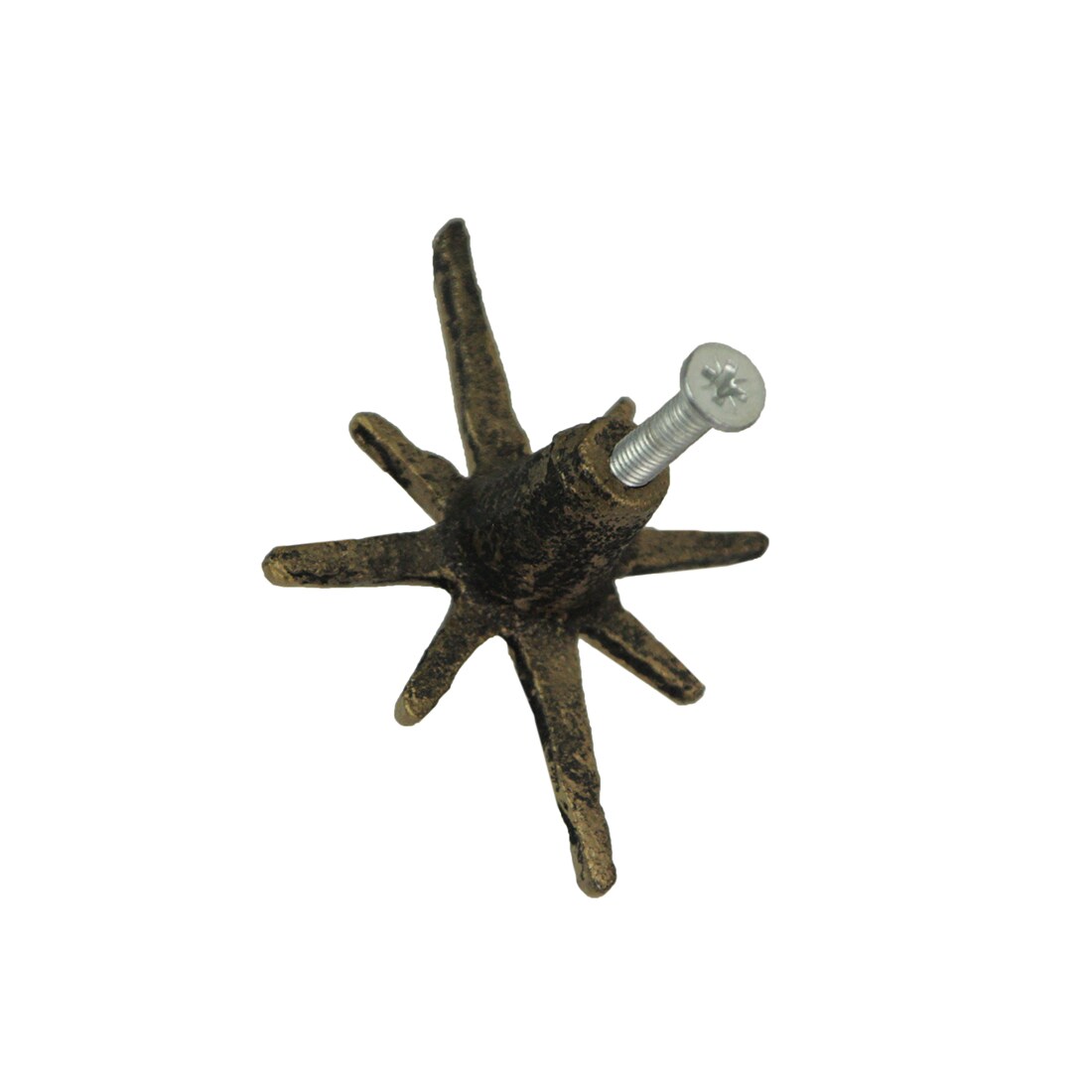 Set of 6 Antique Finish Mid Century Modern Starburst Drawer Pulls