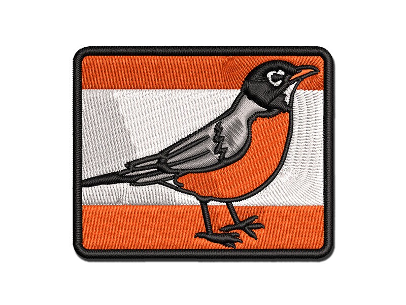 Delightful American Robin Bird Multi-Color Embroidered Iron-On or Hook &#x26; Loop Patch Applique