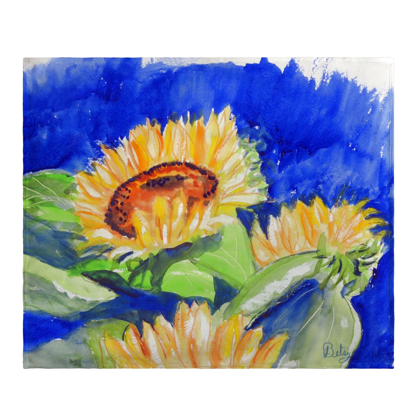 Betsy Drake Rising Sunflower Fleece Throw