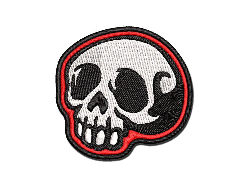 Creepy Skull Halloween Multi-Color Embroidered Iron-On or Hook &#x26; Loop Patch Applique
