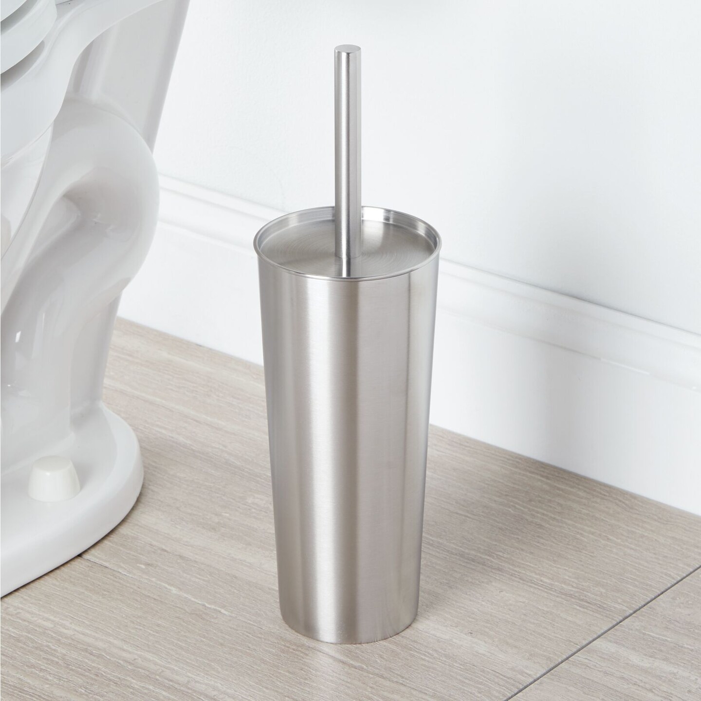 mDesign Steel Toilet Bowl Brush/Holder Bathroom Storage Combo