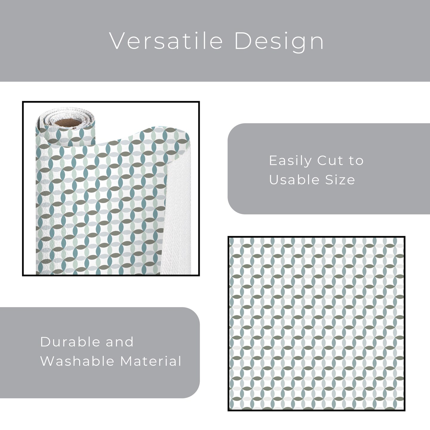 Smart Design Bonded Grip Shelf Liner - 12 inch x 10 feet - Ocean Origami