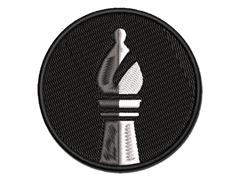 Chess Piece White Bishop Multi-Color Embroidered Iron-On or Hook &#x26; Loop Patch Applique