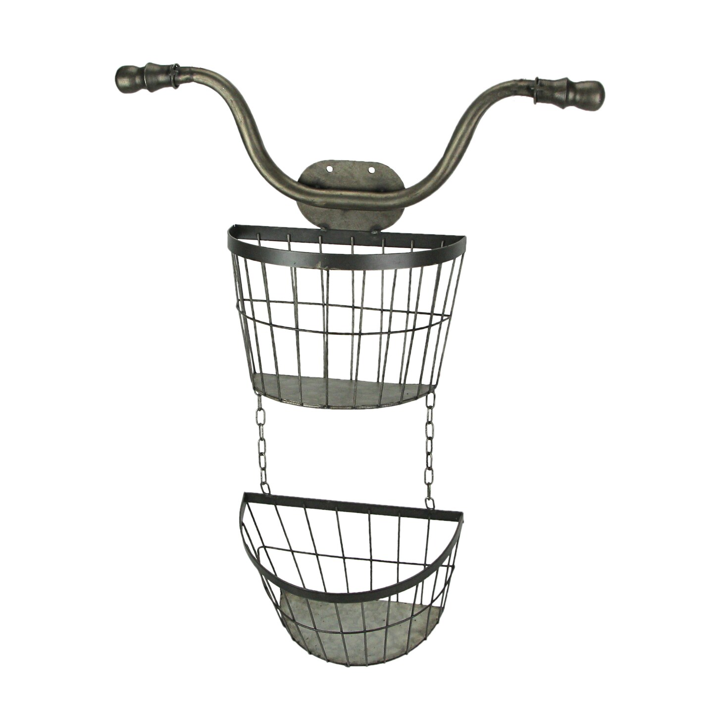 Rustic Metal Bicycle Basket Wall Sculpture Decorative Farmhouse Vintage Display