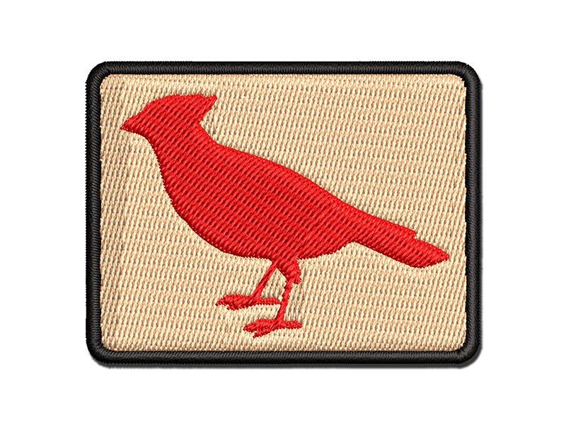 Cardinal Bird Standing Solid Multi-Color Embroidered Iron-On or Hook &#x26; Loop Patch Applique