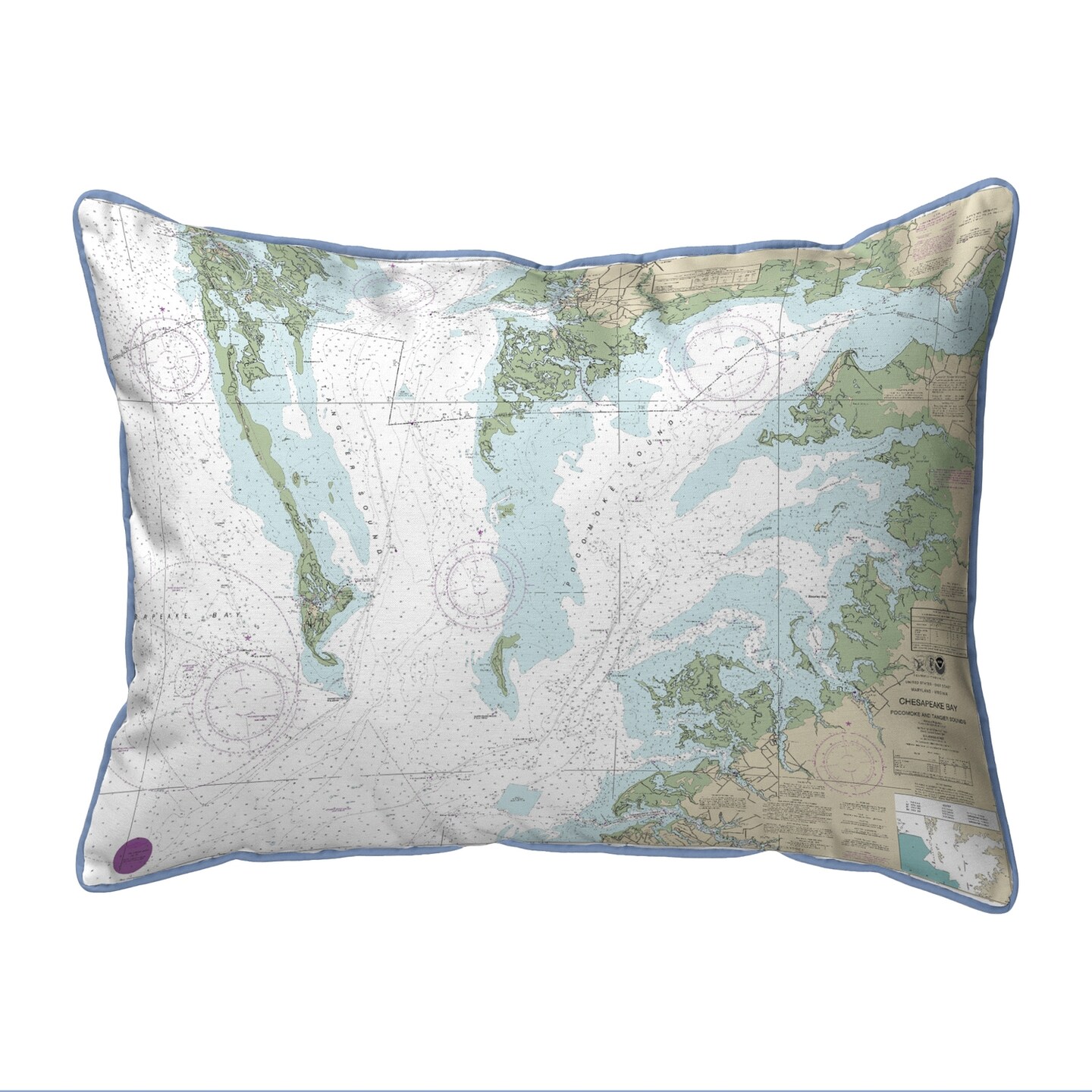 Chesapeake Bay Nautical Map Pillow - 20x24