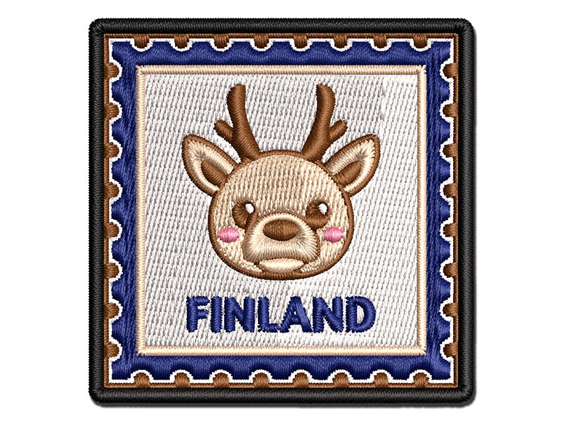 Finland Travel Reindeer Multi-Color Embroidered Iron-On or Hook &#x26; Loop Patch Applique
