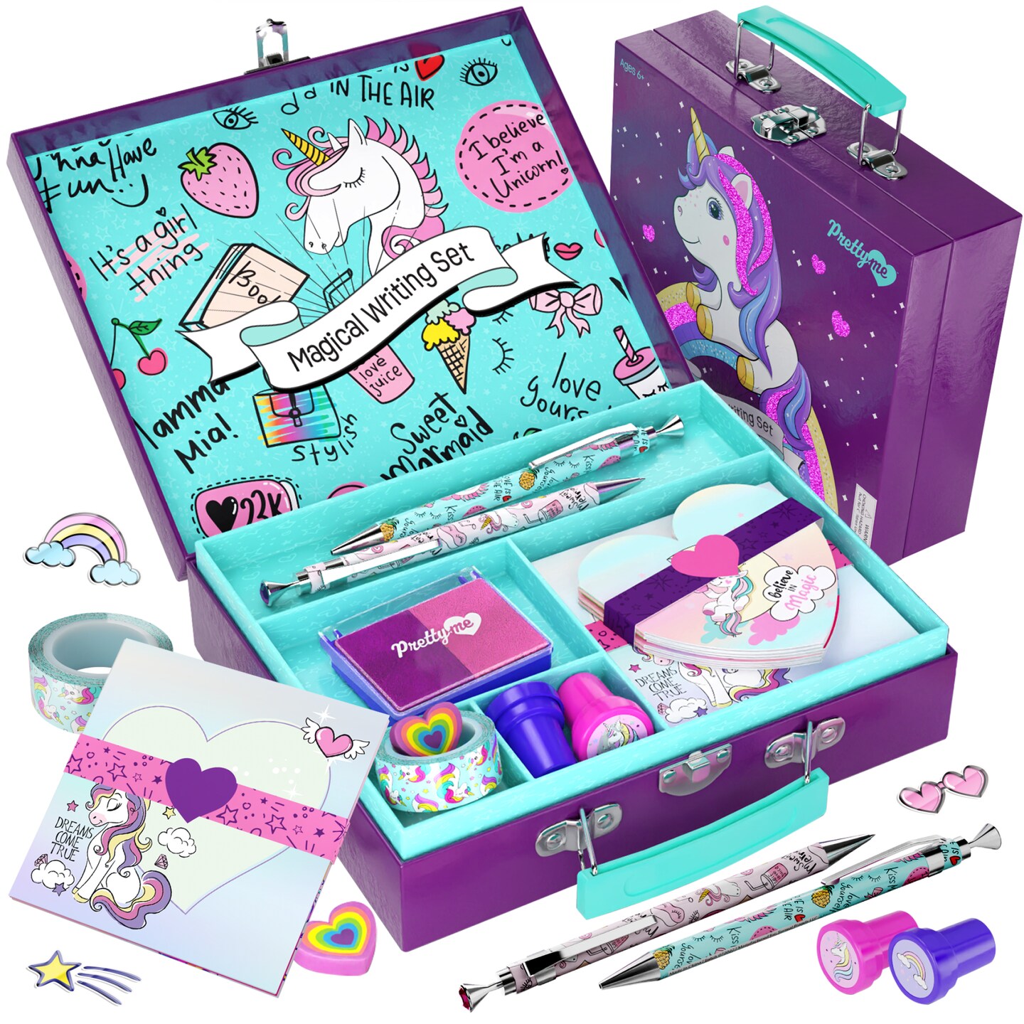 Unicorn Stationery Set for Kids Unicorn Gifts for Girls Ages 6 7 8 9 10 12 Year Old Age Stationary Letter Writing Art Kit Best Girl Birthday