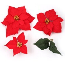 Red Velvet Poinsettia Bush, 20&#x22; Christmas Decoration with 7 Silk Blooms for Indoor/Outdoor Holiday Decor - 2024 Christmas Collection, Floral Home by Artificial FlowersFloral Home by Artificial Flowers