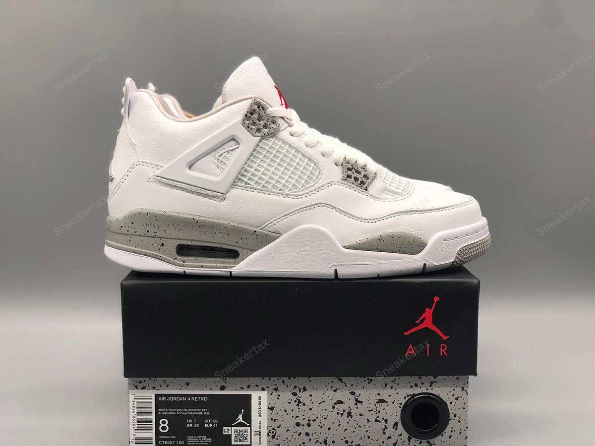 Air Jordan 4 White Oreo White Tech Grey Black Fire Red MakerPlace by Michaels
