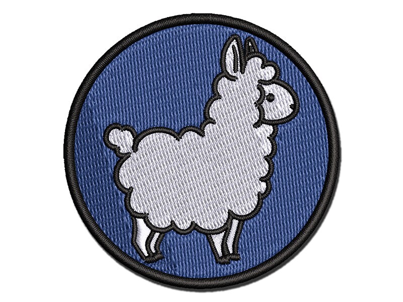 Chibi Little Llama Multi-Color Embroidered Iron-On or Hook &#x26; Loop Patch Applique