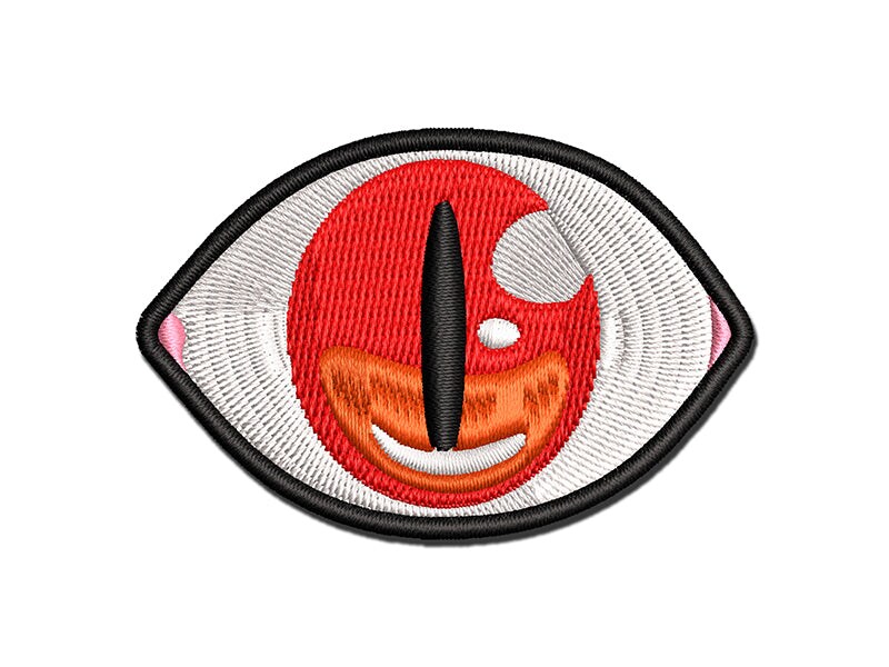 Demonic Red Monster Eye Eyeball Multi-Color Embroidered Iron-On or Hook &#x26; Loop Patch Applique