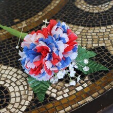 100-Pack: Patriotic Tri-Color Carnation Picks, 5&#x22; Stems, 3.5&#x22; Wide, Artificial Flowers, Floral Picks, Floral Home by Artificial Flowers
