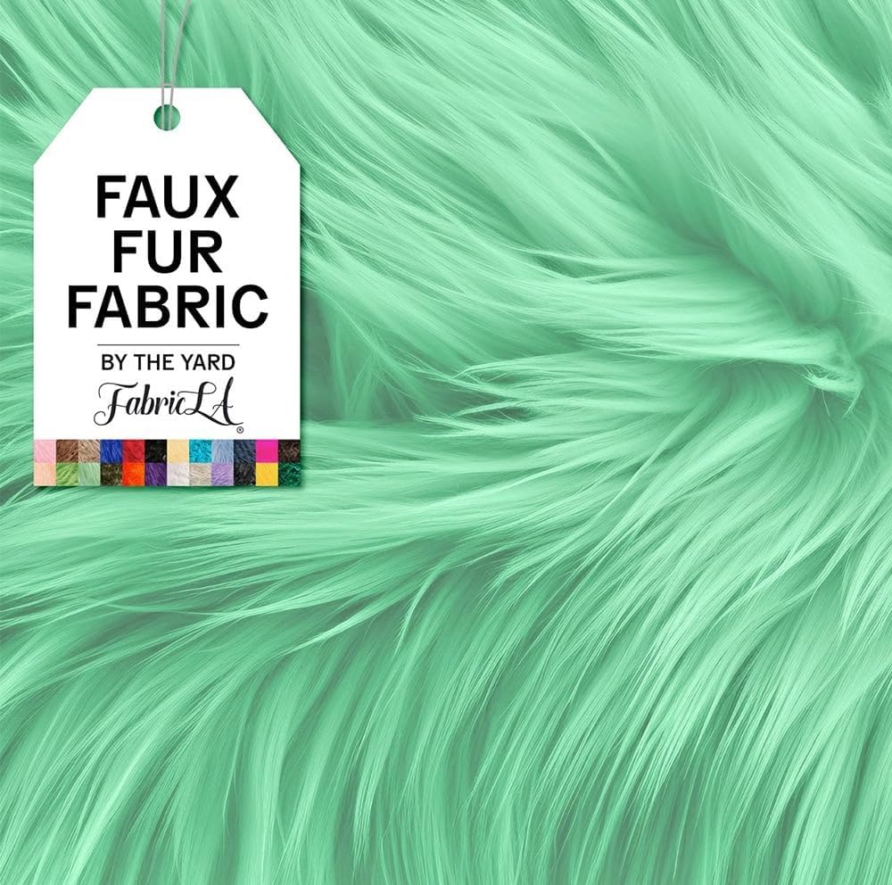 FabricLA | Shaggy Faux Fur | Fabric by The Yard | 18" X 60" Inch Wide | Craft Furry Fabric | Sewing, Apparel, Rugs, Pillows & More | Faux Fluffy Fabric | Mint, Half Yard