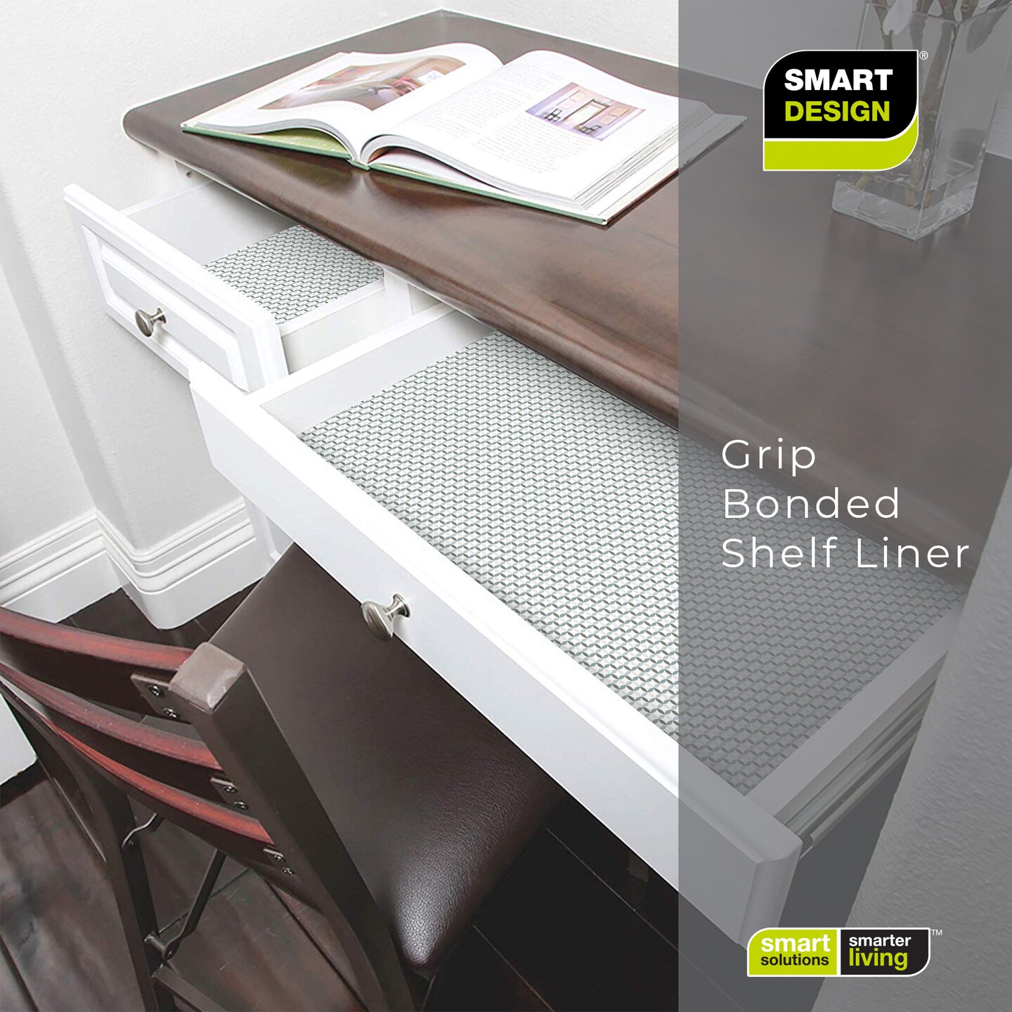 Smart Design Bonded Grip Shelf Liner - 12 inch x 10 feet - Ocean Origami