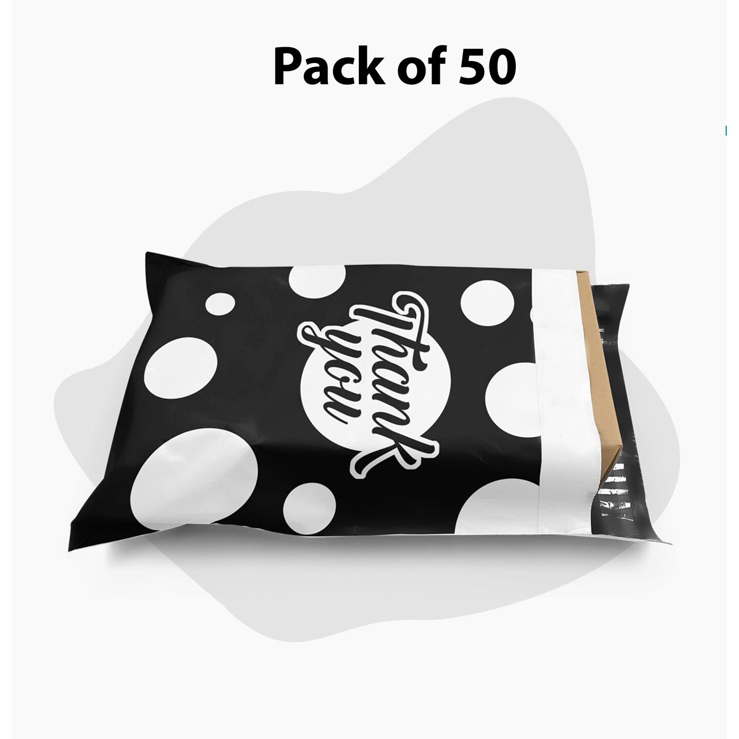 10 x 13 Black and White Polka Dot Thank You Poly Bag Mailer Envelopes 2 Mil