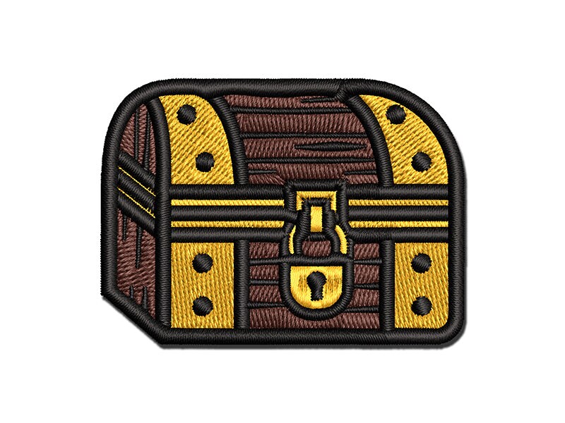 Locked Treasure Chest RPG Loot Multi-Color Embroidered Iron-On or Hook &#x26; Loop Patch Applique
