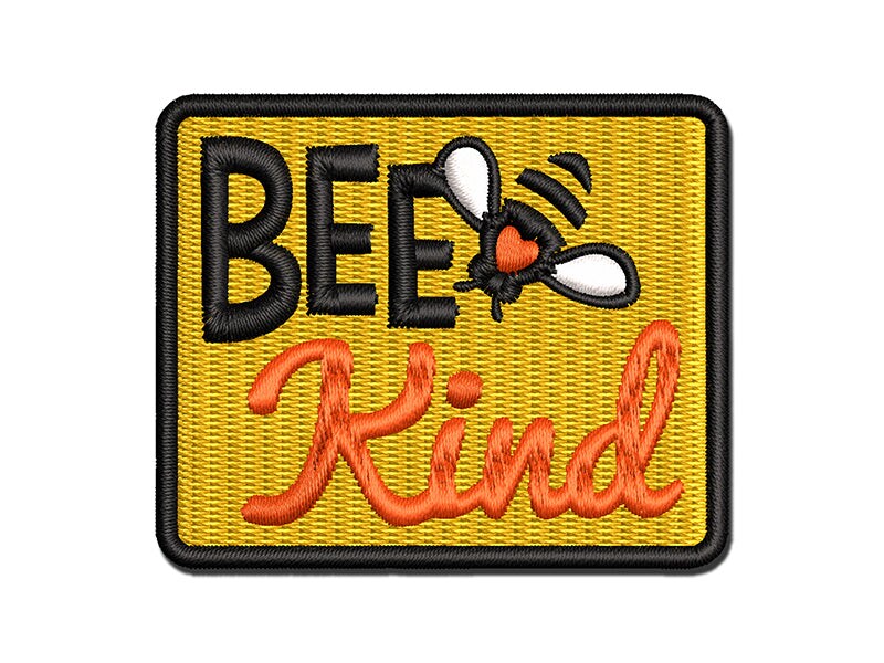 Bee Kind Honey Insect Multi-Color Embroidered Iron-On or Hook &#x26; Loop Patch Applique