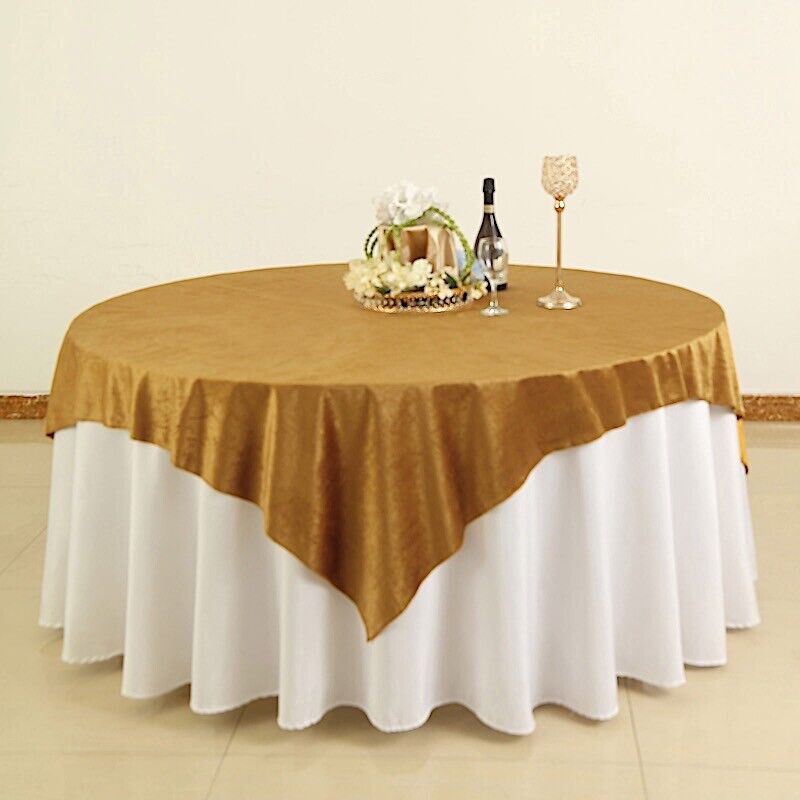 GOLD 72&#x22;x72&#x22; Premium Velvet Square Table Overlay