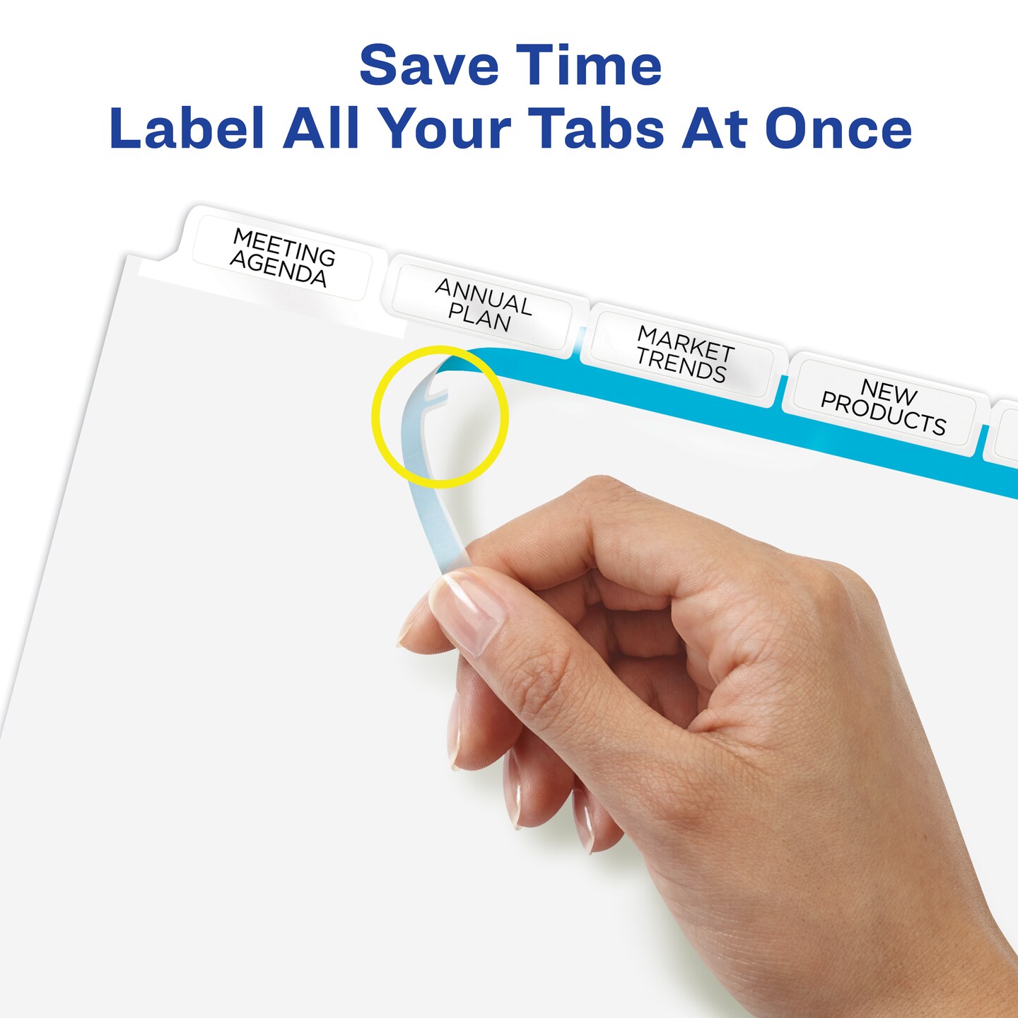 Avery 5 Big Tab Dividers for 3 Ring Binder, Easy Print & Apply Clear Label Strip, Index Maker Customizable White Tabs, 5 Sets (11492)