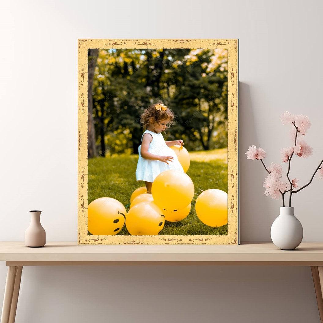 Yellow Barnwood Picture Frame Distressed Rustic - Custom Framing