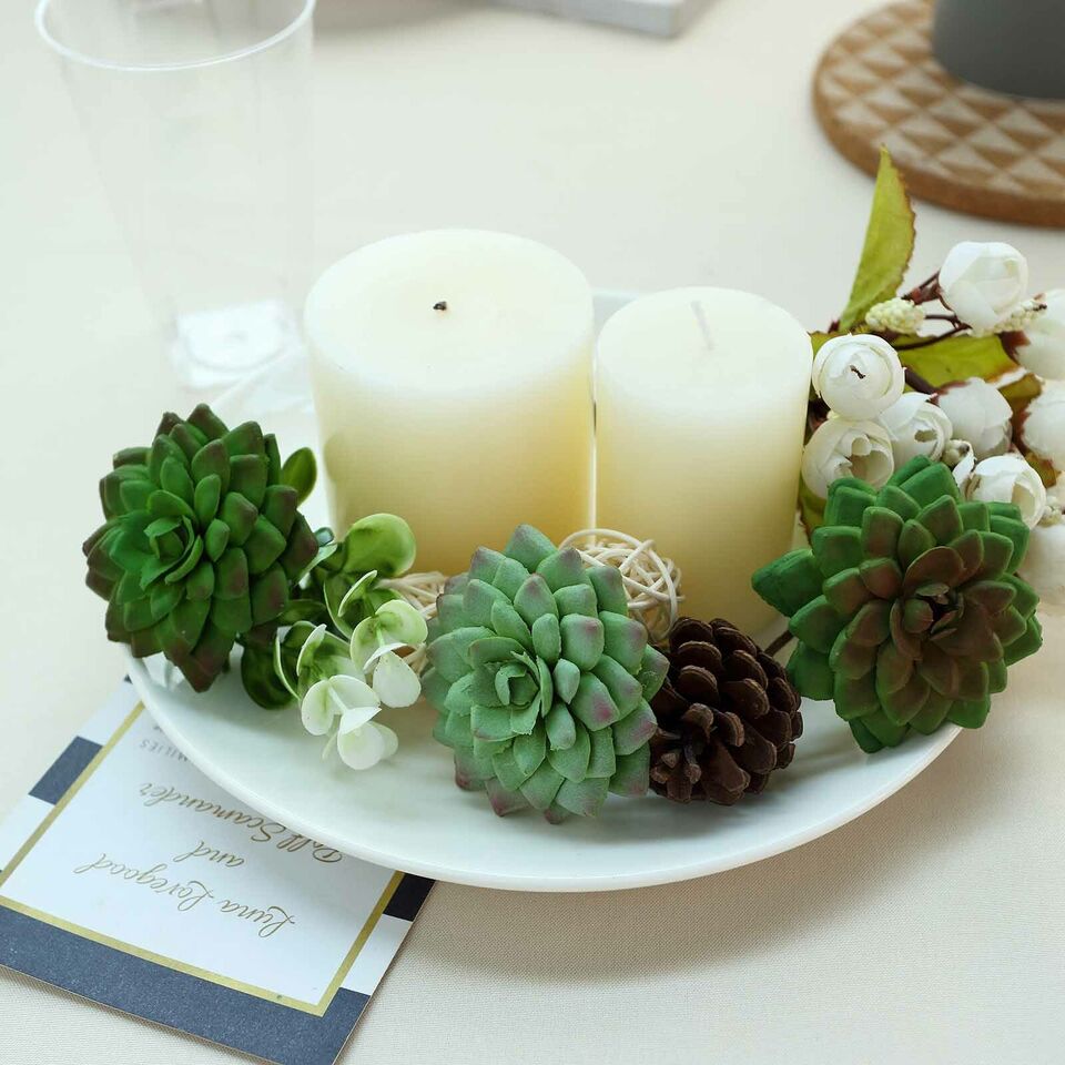 Green 3 Assorted 3&#x22; Faux Echeveria Rosettes Succulent Sprays Stems
