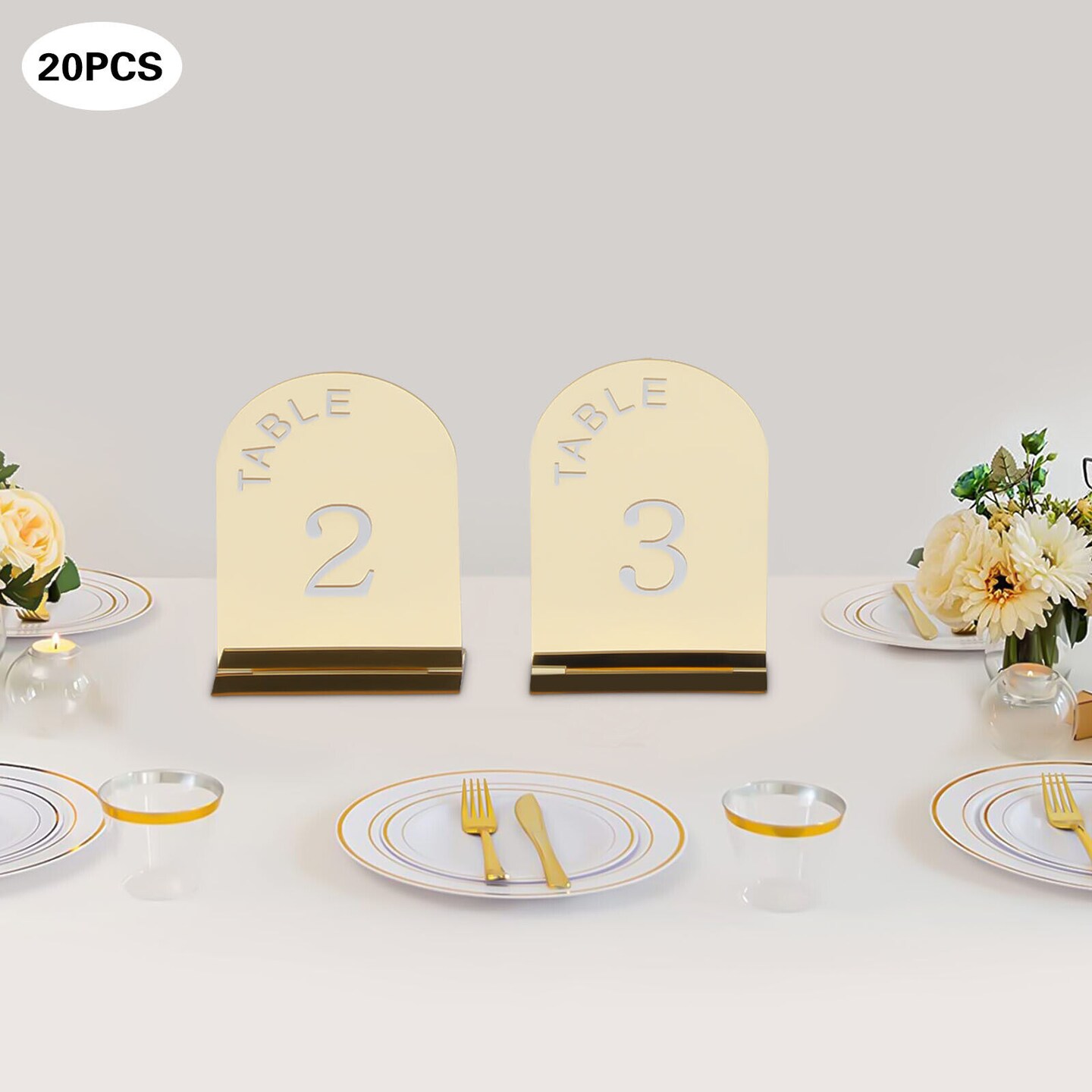 20PCS Acrylic Gold Table Numbers