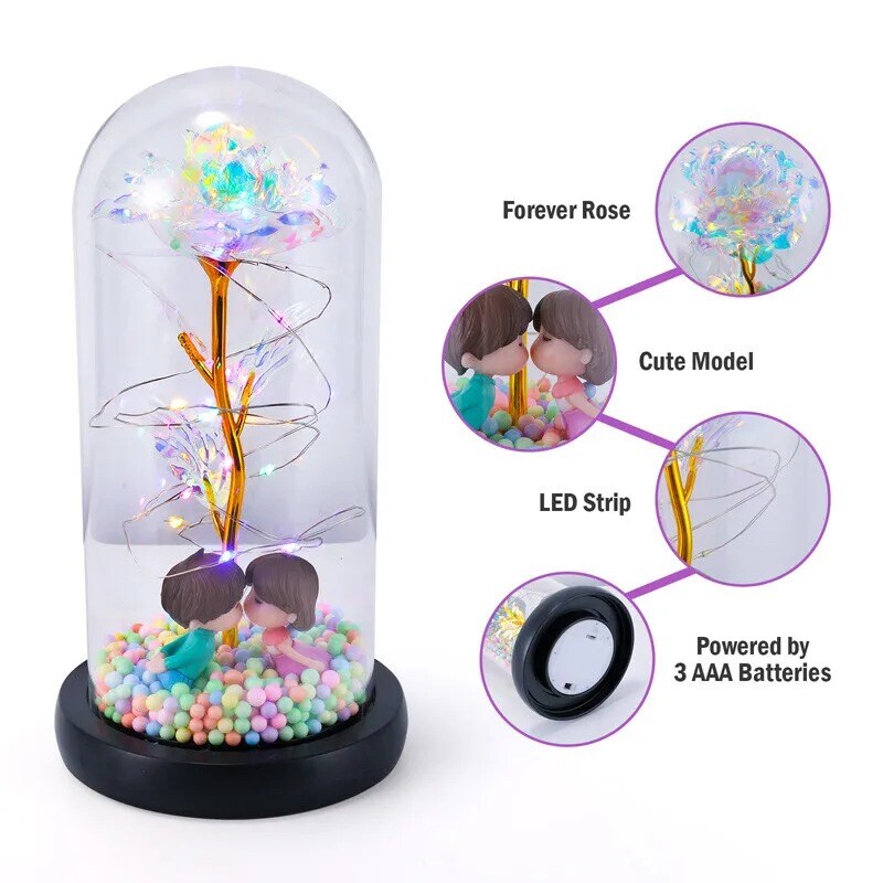 LED Galaxy Enchanted Rose Glass