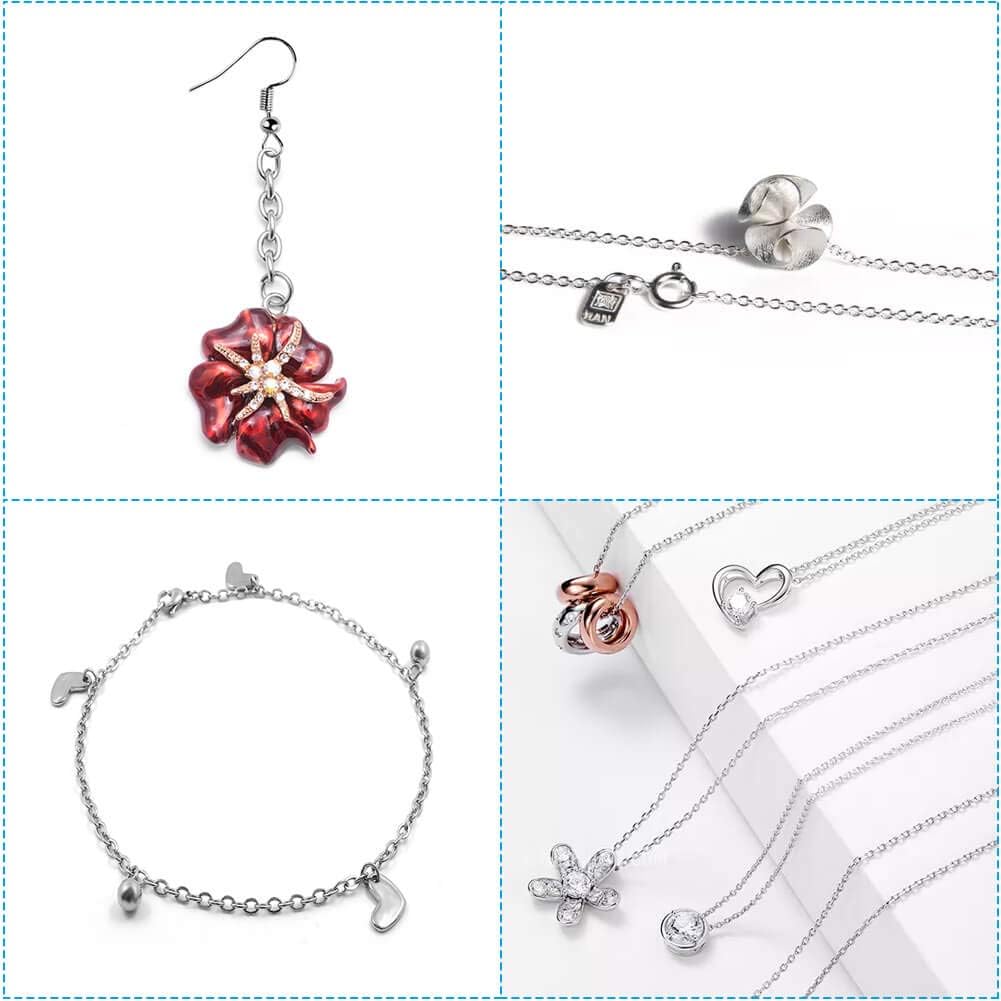 50 Feet Stainless Steel Chains for Jewelry Making, Jewelry Chain Bulk Small Metal Chains with 100 Jump Rings 30 Lobster Clasps for Necklace Making Bracelet DIY