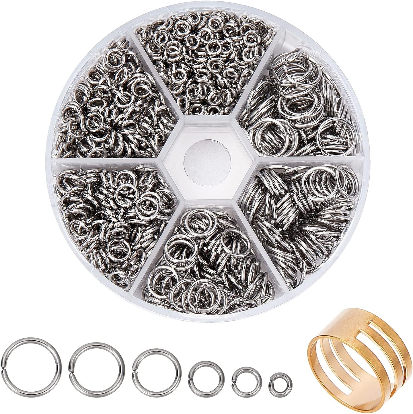 1000pcs 304 Stainless Steel Jump Rings, 18-Gauge Open Jump Ring 4/5/6/8/9/10mm Connector Rings O Ring Chainmail Rings for Earring Bracelet Necklace Jewelry Keychain DIY Craft Making