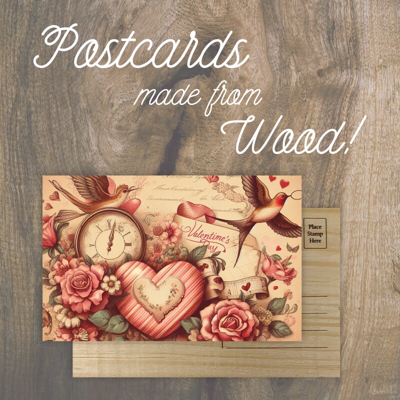 Valentine&#x27;s Collage Wooden Postcard