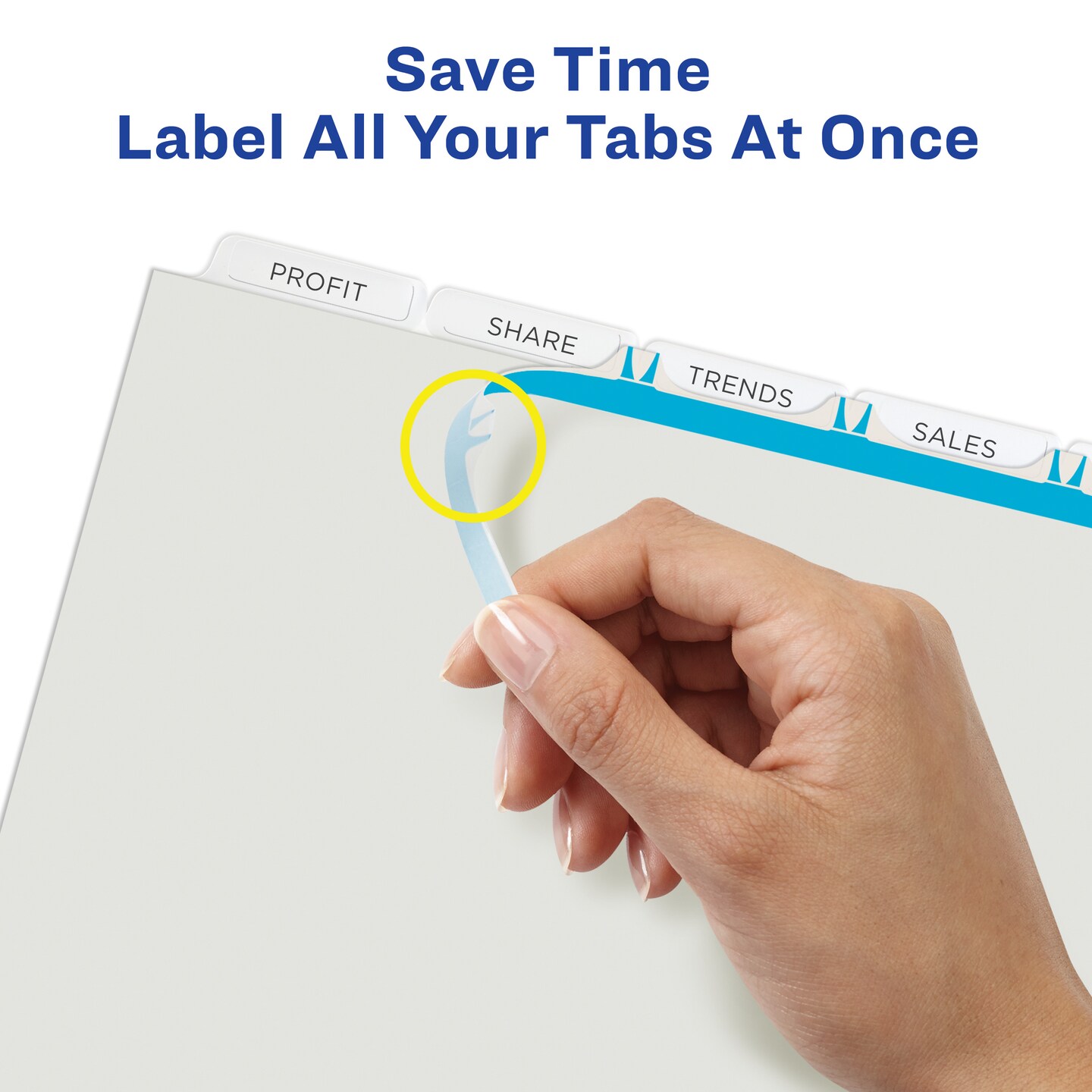 Avery 5 Tab Plastic Dividers for 3 Ring Binder, Easy Print &#x26; Apply Clear Label Strip, Index Maker Customizable Frosted White Tabs, 5 Sets (12449)