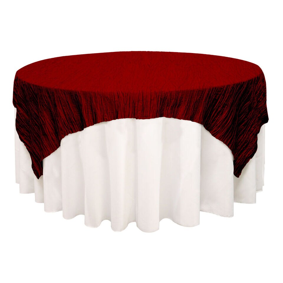 72 inch Square Crinkle Taffeta Table Overlay, Color: Burgundy | Michaels