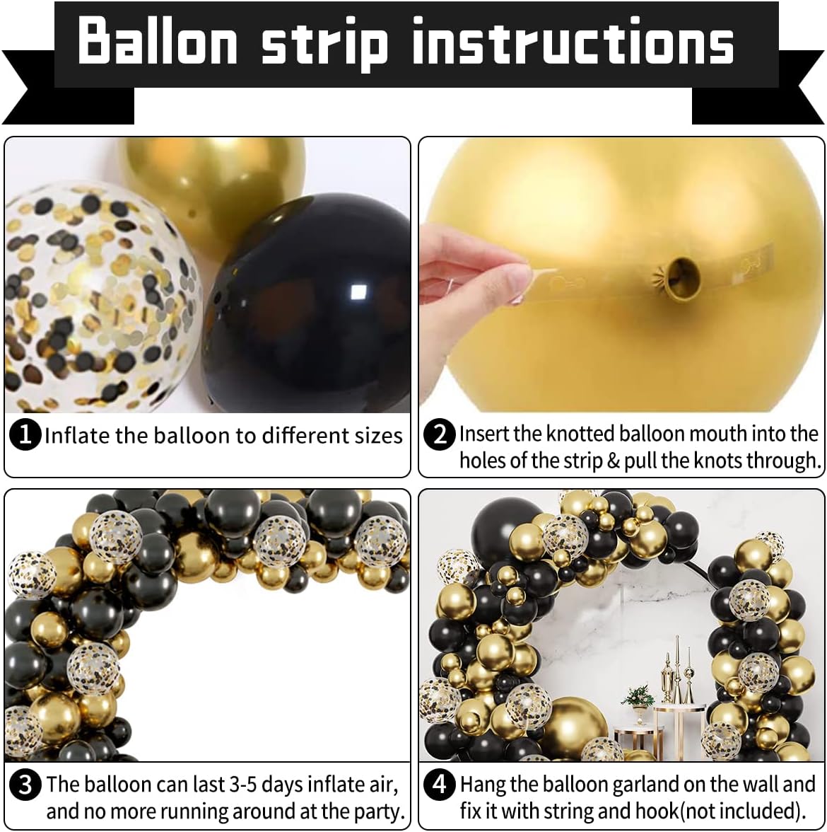 Black &#x26; Gold Balloon Arch Kit