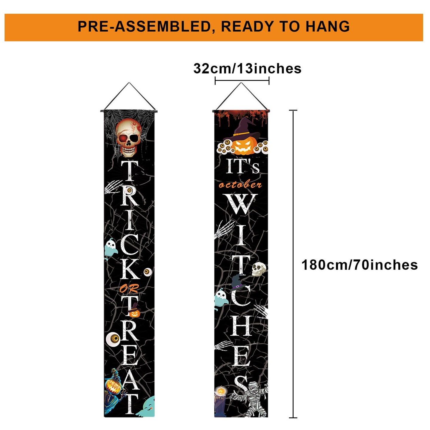 Halloween Decorations Outdoor Banners Trick or Treat It&#x27;s October Witches Front Porch Banners for Halloween Porch Decor