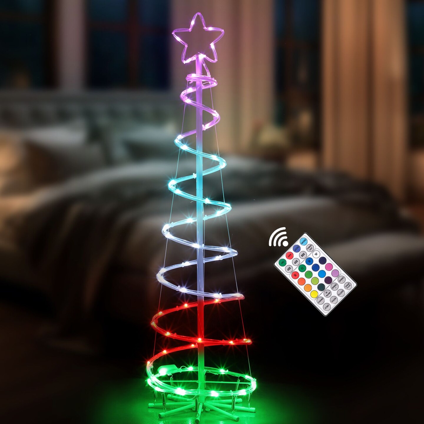 16 Modes Spiral Lighted Christmas Tree Outdoor Yard Decorations 3.9FT