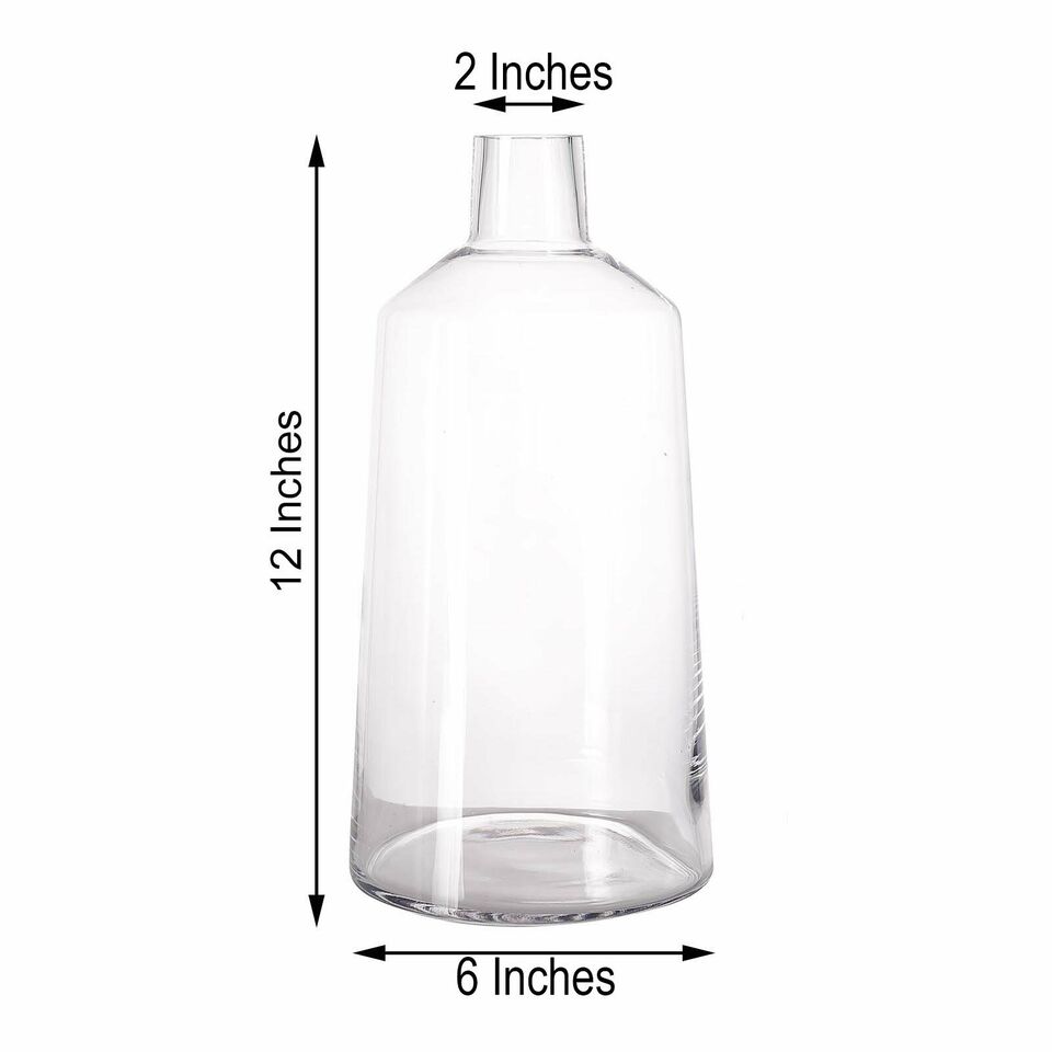 Clear 12&#x22; Glass Vases Tapered Neck Wedding Party Centerpieces