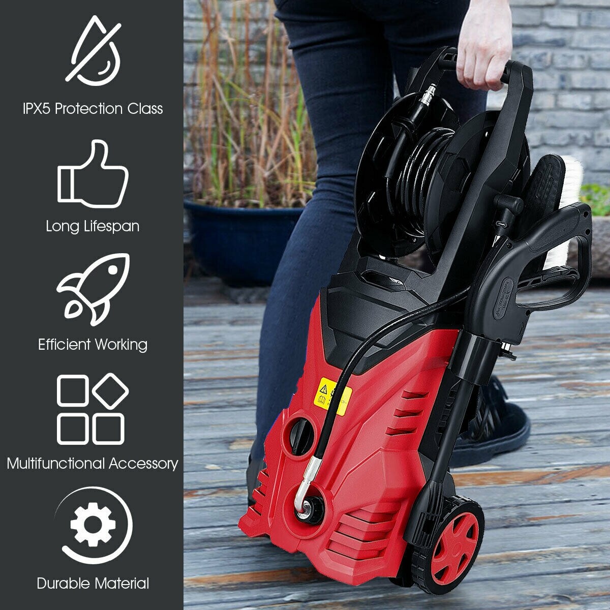 1800W 2030PSI Electric Pressure Washer Cleaner with Hose Reel
