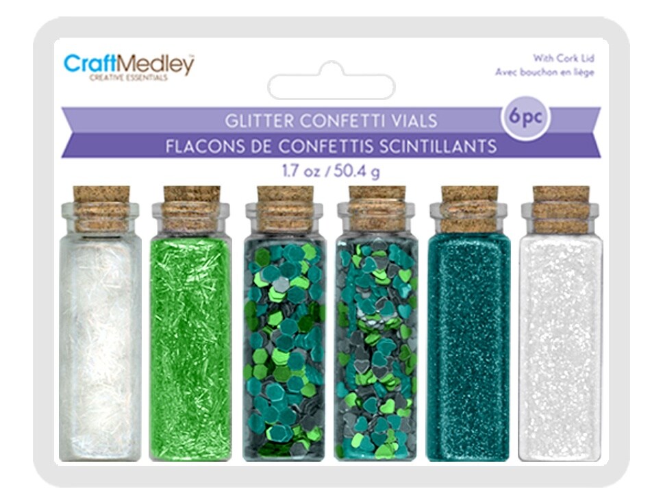 Craft Medley Glitter Confetti Vials 50g 6/Pkg-Sky