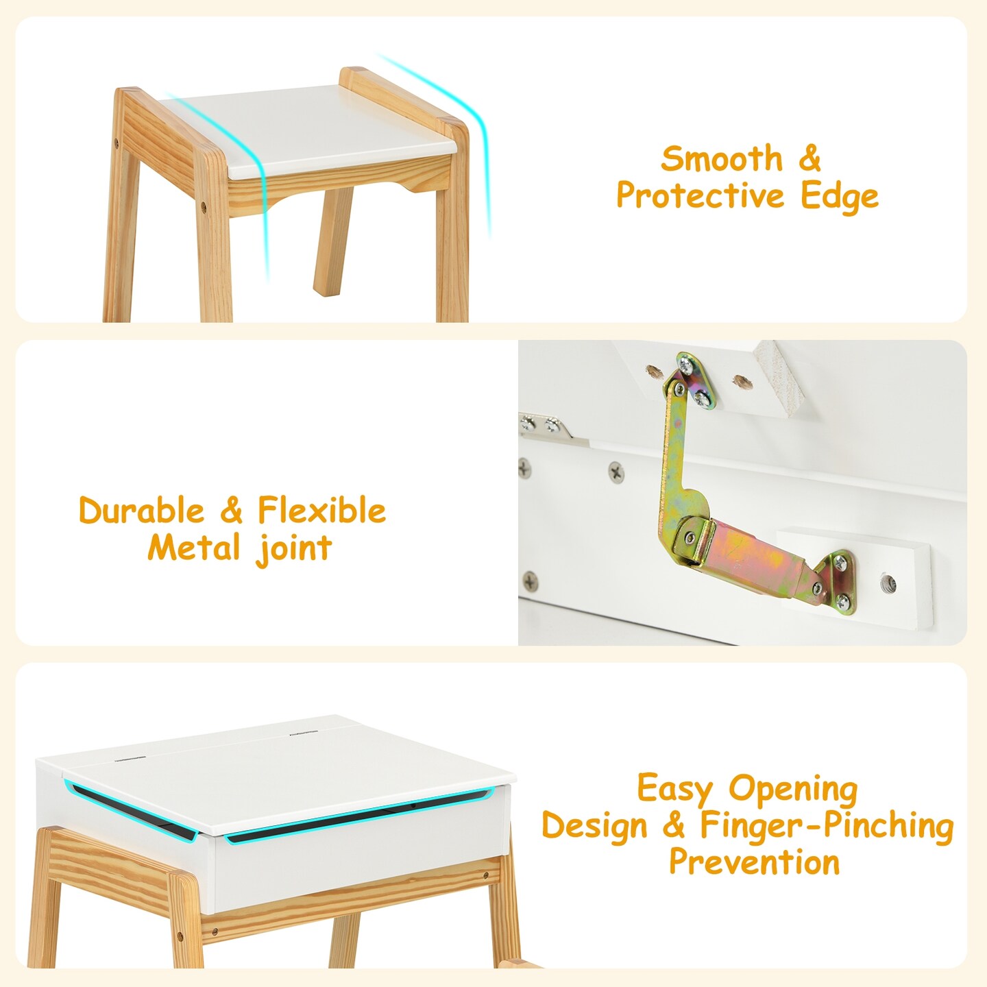 Children Activity Art Study Desk And Chair Set With Large Storage Space For Kids Homeschooling