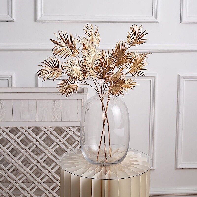 GOLD 3 Metallic 24&#x22; Artificial Palm Leaves BRANCHES