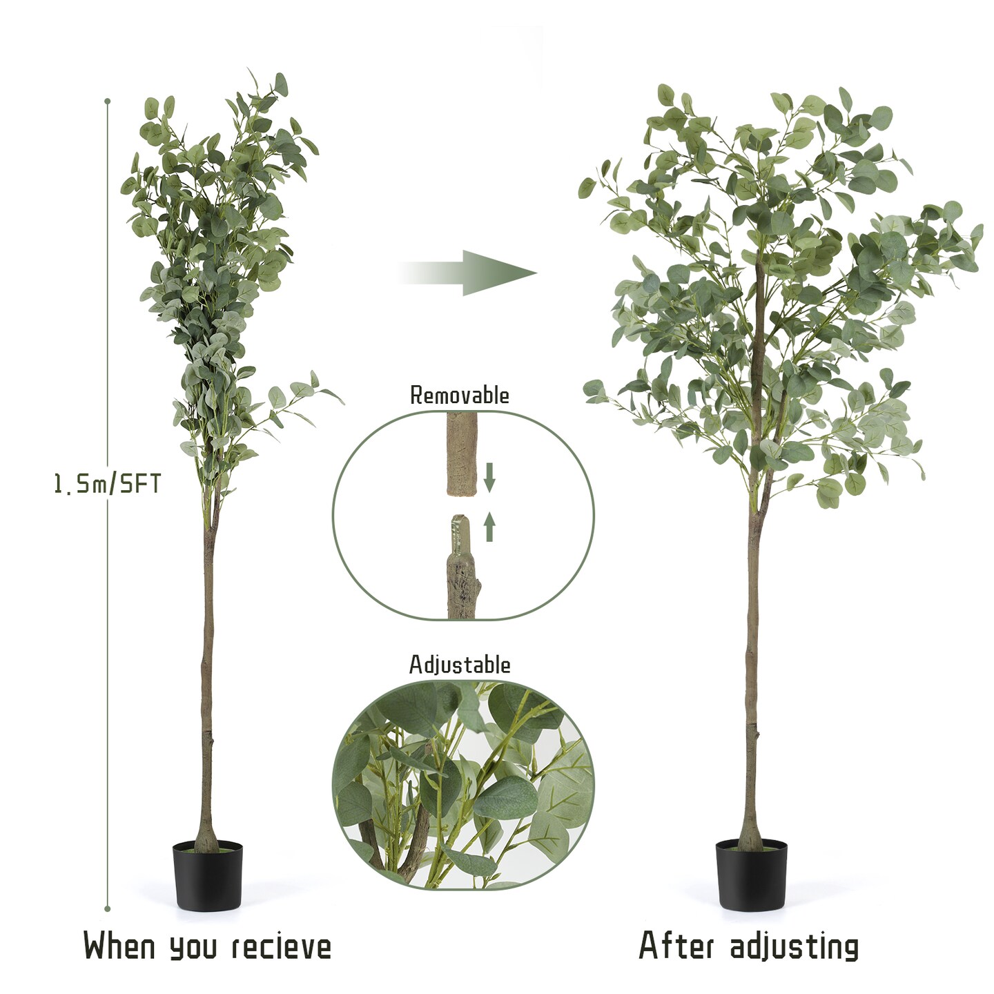 5ft Artificial Eucalyptus Tree