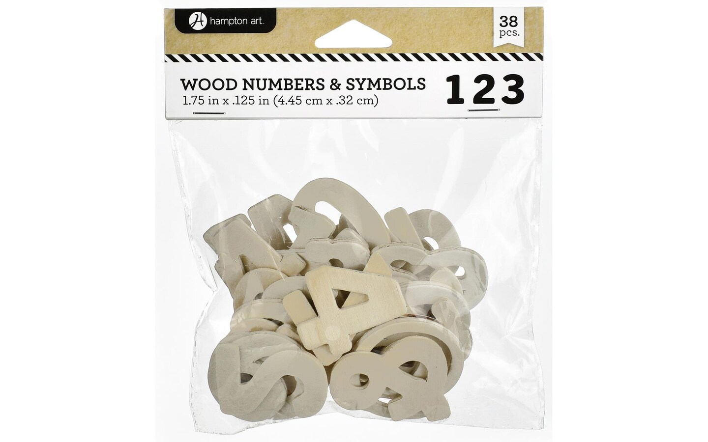 Hampton Art Wood Numbers 38 pack, each number is approximately 1.75 inches, unfinished for painting, decoupage, stenciling or embellishments, easy to customize