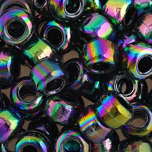 John Bead 9mm Opaque AB Plastic Pony Beads, 1000pcs