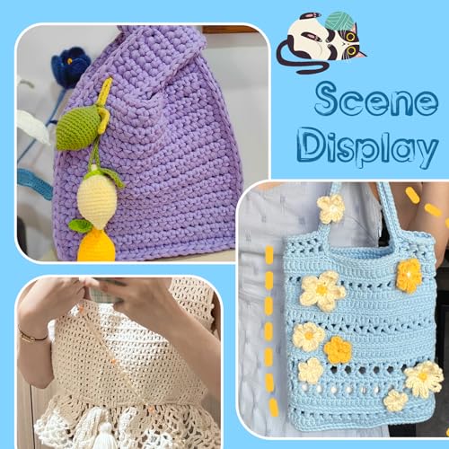 4 Pieces Beginner Crochet Yarn, 50g /218 Yard Easy Yarn Crochet Knitting Yarn for Beginners with Easy-to-See Stitches, Yarn for Crocheting Bag, Keychain, Flower, Animal