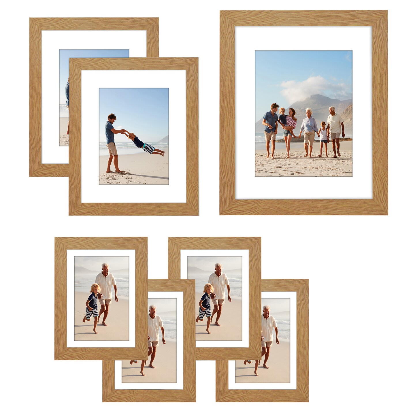 Americanflat 11x14 (1), 8x10 (2), 5x7 (4) Gallery Wall Frame Set - Set of 7 - Collage Wall Art Decor - Shatter Resistant Glass - Adjustable Hanging Hardware - Includes Easels